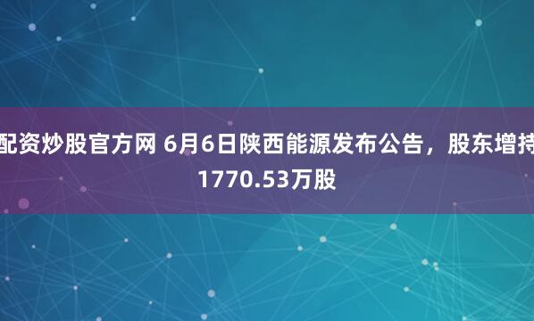 配资炒股官方网 6月6日陕西能源发布公告，股东增持1770.53万股